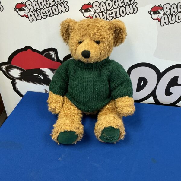 1998 Harrods Teddy Bear with green jacket.