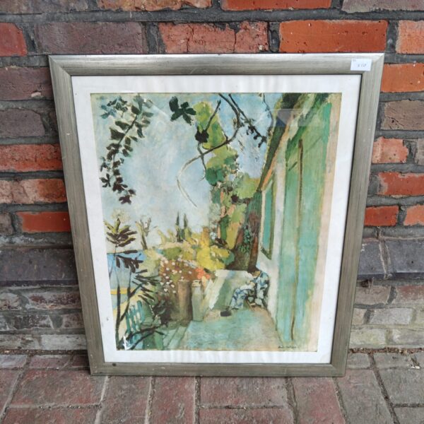 Framed Henri Matisse garden print with vibrant floral colours.