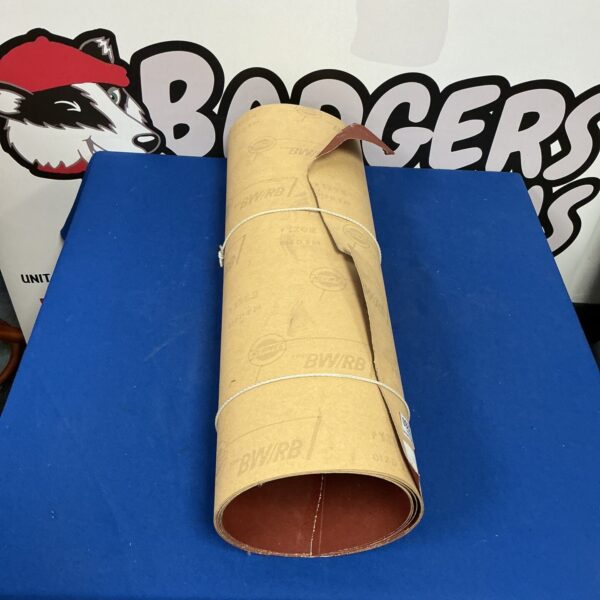 Vintage Hermes glasspaper roll for workshop use.