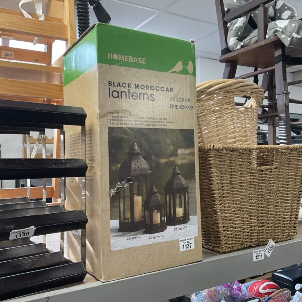 Homebase black Moroccan lantern set in original packaging.