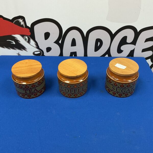 Vintage Hornsea Pottery storage jars in saffron colourway.
