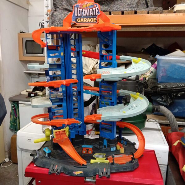 Large Hot Wheels Ultimate Garage playset with multiple levels and ramps.