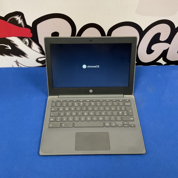 HP Chromebook 11 laptop running Chrome OS, front view.