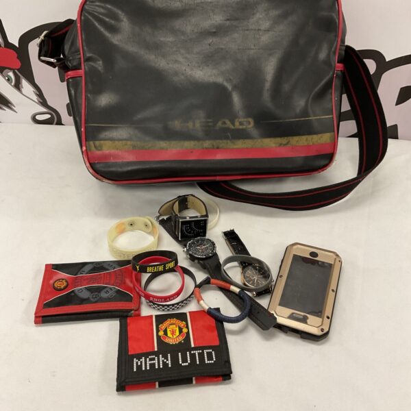 Head carry on bag w/ contents inc watches and man utd accessories