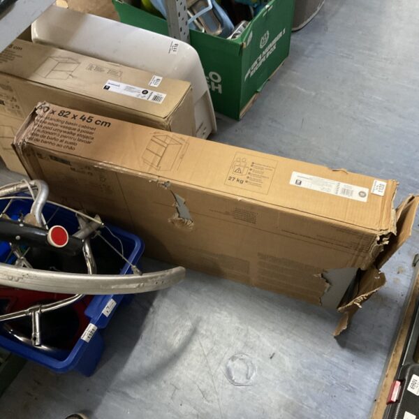 Boxed Imandra freestanding basin cabinet in dark grey, new condition.