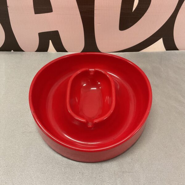 Vintage Italian red ashtray, mid-century modern design.
