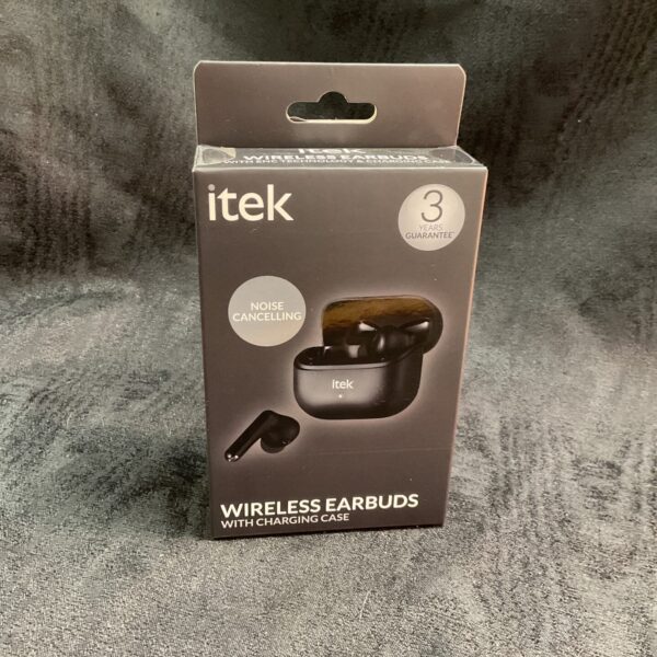 itek wireless earbuds in charging case, new in box.