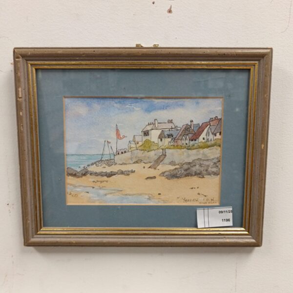 Signed Jane Dean watercolour painting of a coastal seascape.
