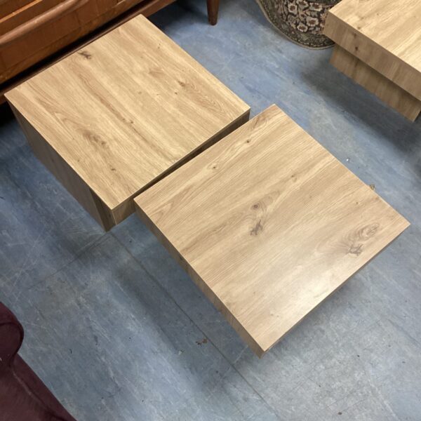 Pair of Japanese style pine coffee tables with a minimalist design.