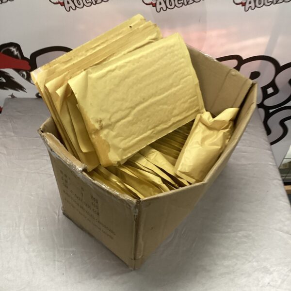 Stack of unused jiffy bags for secure mailing and shipping.