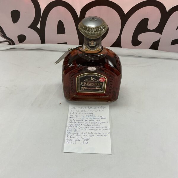 Vintage Johnnie Walker Premier Rare Old Scotch Whisky bottle.