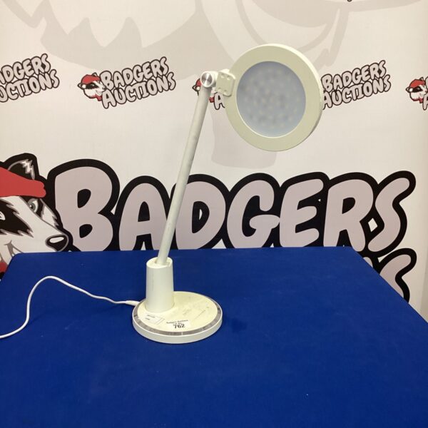 Silver Jukstig touch desk lamp with flexible neck.