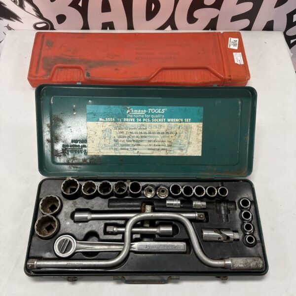 Vintage Kamasa 1/2” drive socket set in original box.