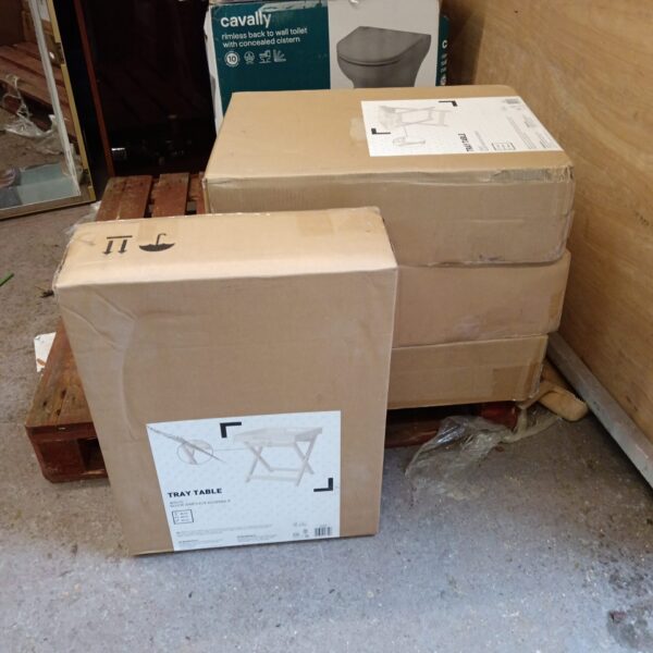 Lot of four new Kingfisher tray tables in packaging.
