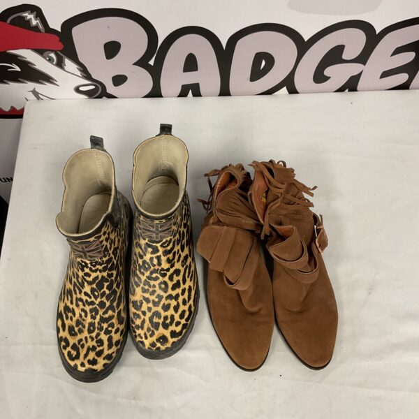 Ladies patterned Moshulu ankle boots, stylish women's footwear.