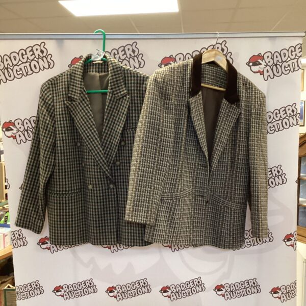 Two ladies’ wool tweed jackets in sizes 12 and 14.