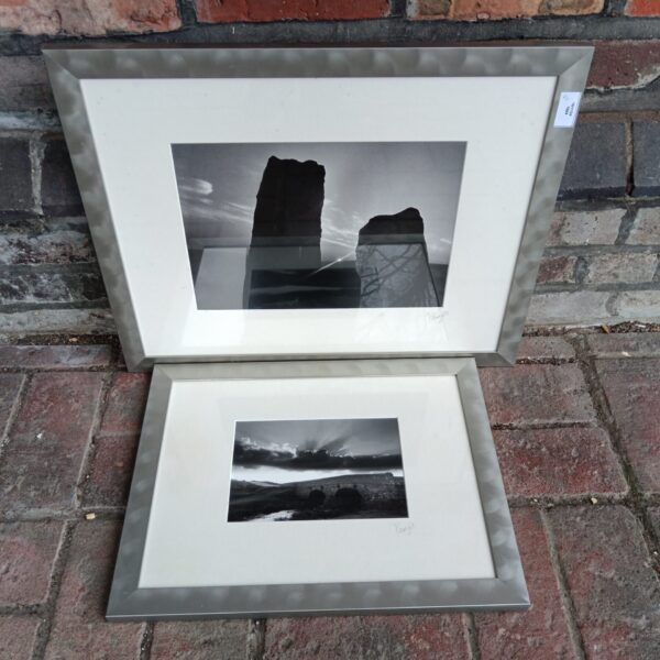 Framed black and white landscape photographic prints for wall decor.