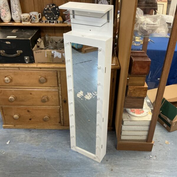 White LED vanity mirror cabinet with full-length mirror.