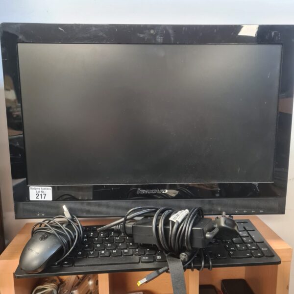 Lenovo C260 all in one computer with keyboard and mouse.