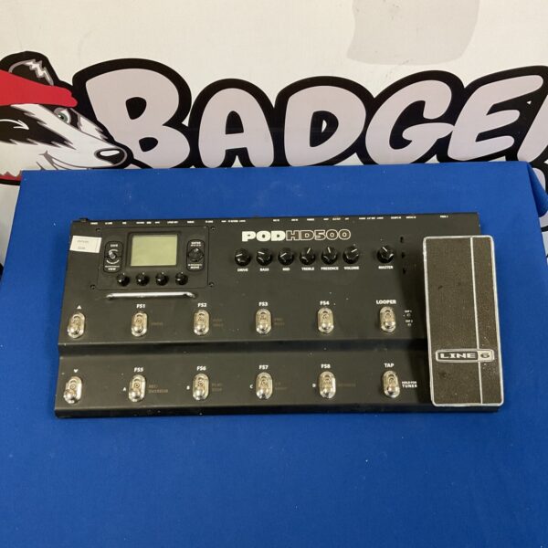 Line 6 Pod HD500 guitar effects pedal with LCD screen.