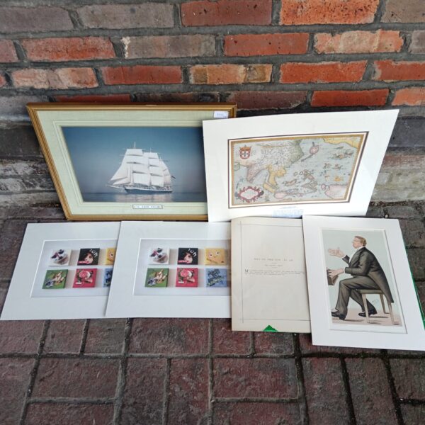 Detailed framed print of Lord Nelson’s ship, nautical art.