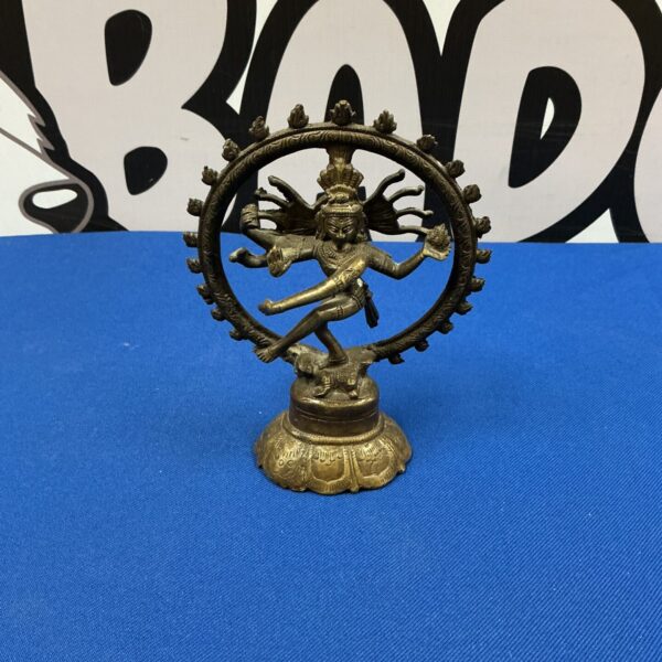 Detailed brass Lord Shiva Nataraja figure, Indian dance sculpture.
