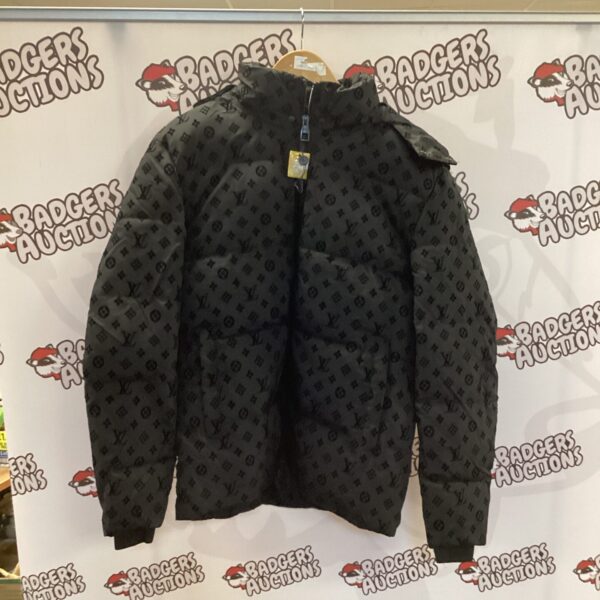 Louis Vuitton style hooded coat size L, designer inspired fashion.