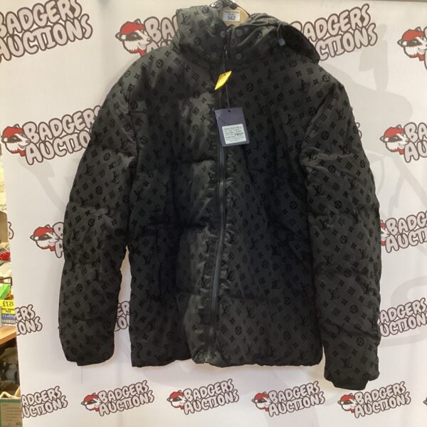Black Louis Vuitton style hooded jacket size XXL with tags.