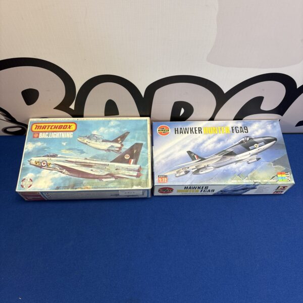 Vintage Matchbox Hawker Hunter FGA.9 model kit in original packaging.