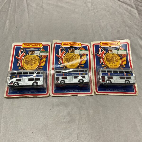 Vintage Matchbox Souvenir Jubilee Buses lot for collectors.