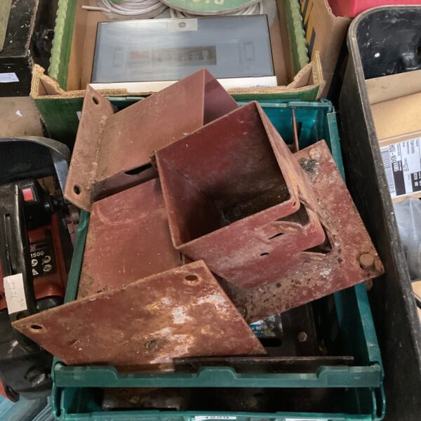 Metal fence post footings for garden and DIY projects.