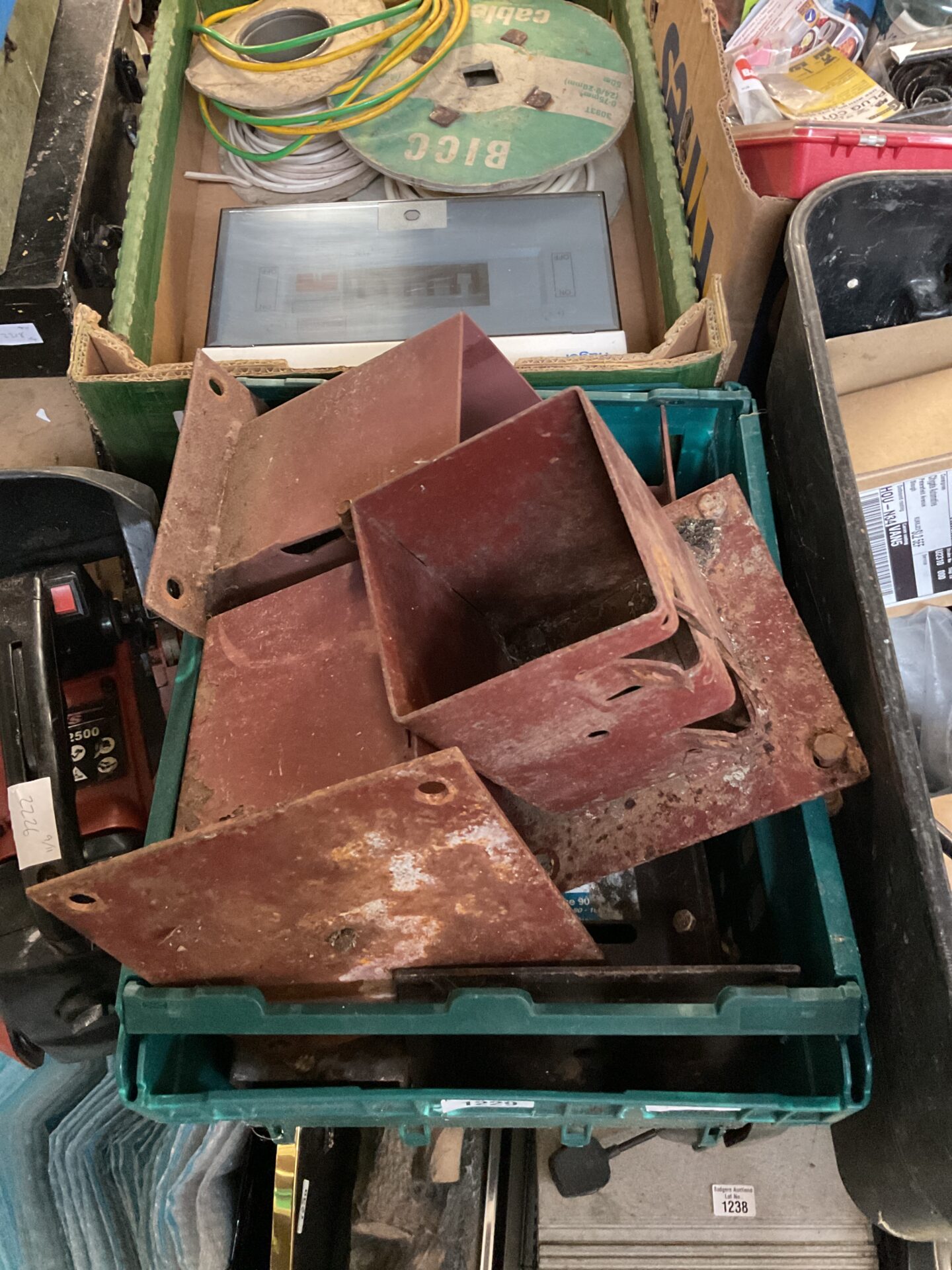 Metal fence post footings for garden and DIY projects.