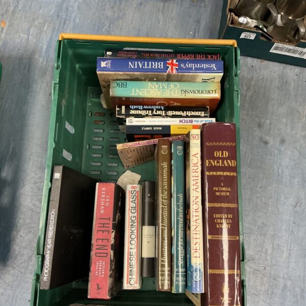 Mixed book lot featuring vintage "Old England" paperback.