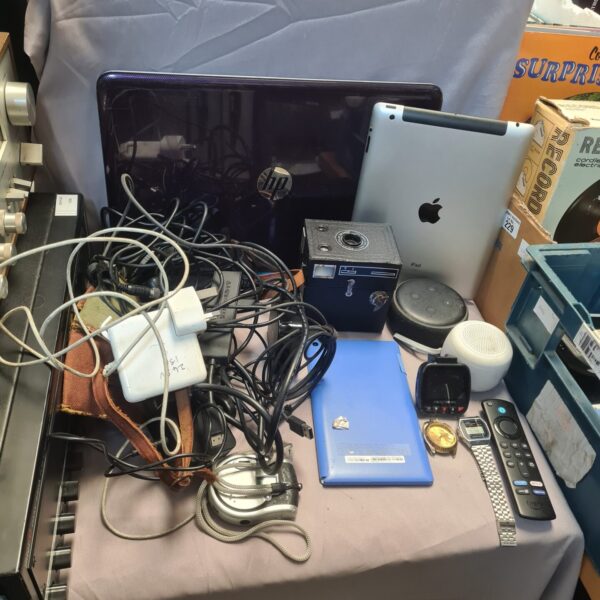 Mixed electrical lot including an iPad, Alexa, and watches.