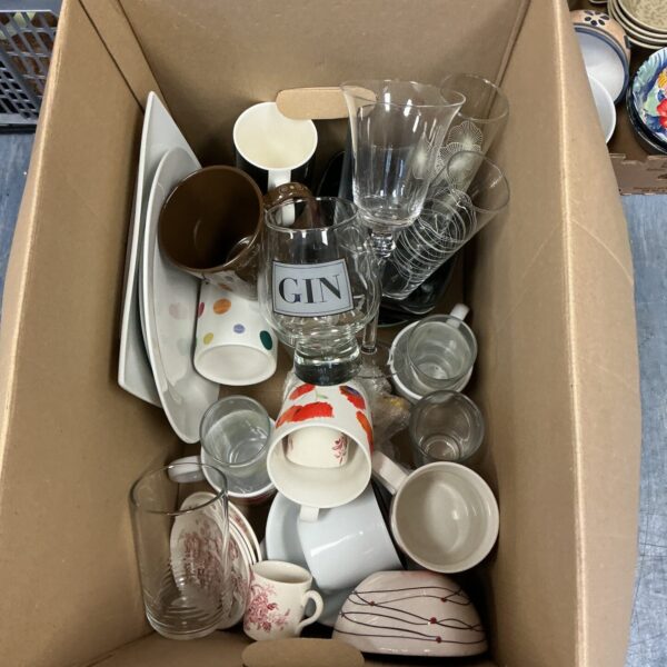 Mixed lot of vintage ceramics and glassware including a gin glass.