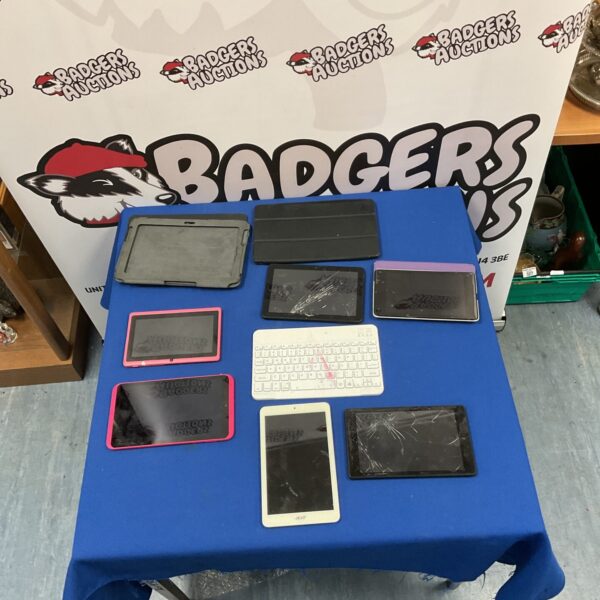 Mixed tablet lot including Hudl and Acer with wireless keyboard.