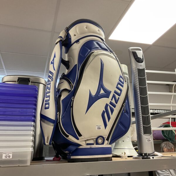 Mizuno Power Caddy golf bag, used sports equipment for sale.