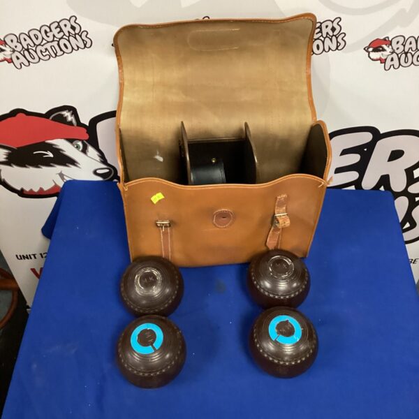 Metal M.K garden boules set for outdoor lawn games.