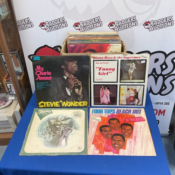 Diana Ross and Stevie Wonder LP collection, vintage Motown vinyl records.