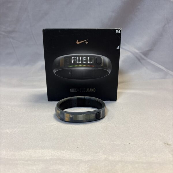 Nike Fuelband in box, vintage fitness tracker.