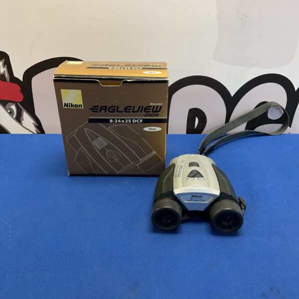 Nikon EagleView 8-24x25 DCR binoculars in a retail box.