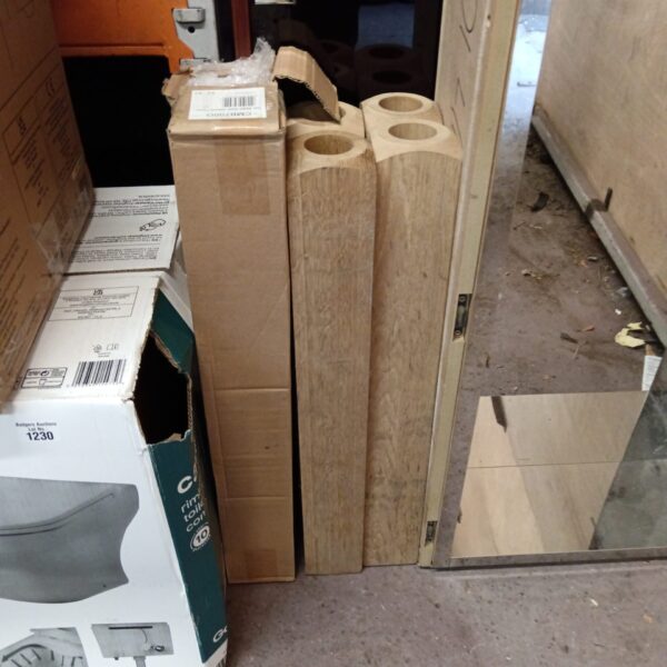 Lot of six new oak table legs for furniture repair.