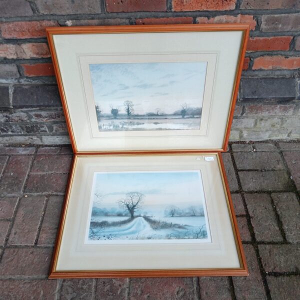 Signed Peter Hayman Buckinghamshire landscape print, winter scene.
