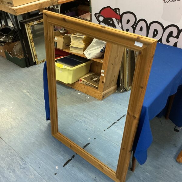 Vintage pine framed mirror for rustic home decor.