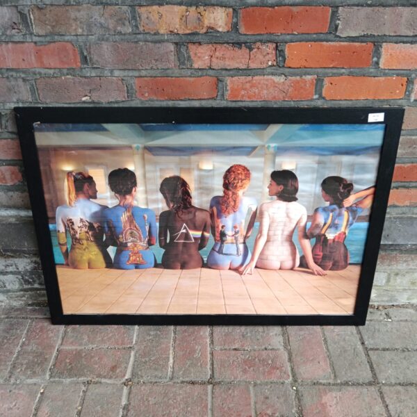 Large framed Pink Floyd print featuring album artwork.