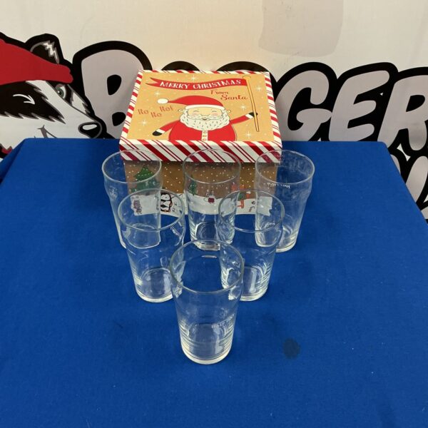 Festive Santa box set containing six pint glasses.
