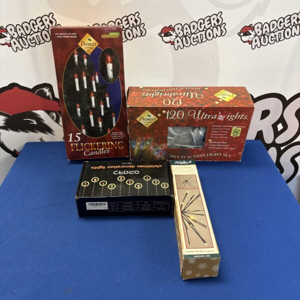 Premier Christmas lights and flickering LED candles for festive decoration.