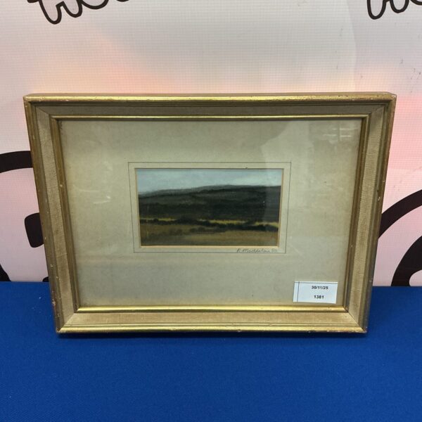 Vintage watercolour painting of a heathland landscape by R Maddalena.