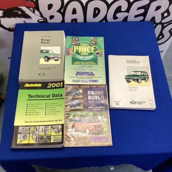 Range Rover Classic workshop manual and parts catalogue set for repair and restoration.