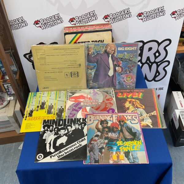 Reggae LP collection featuring Bob Marley vinyl records.